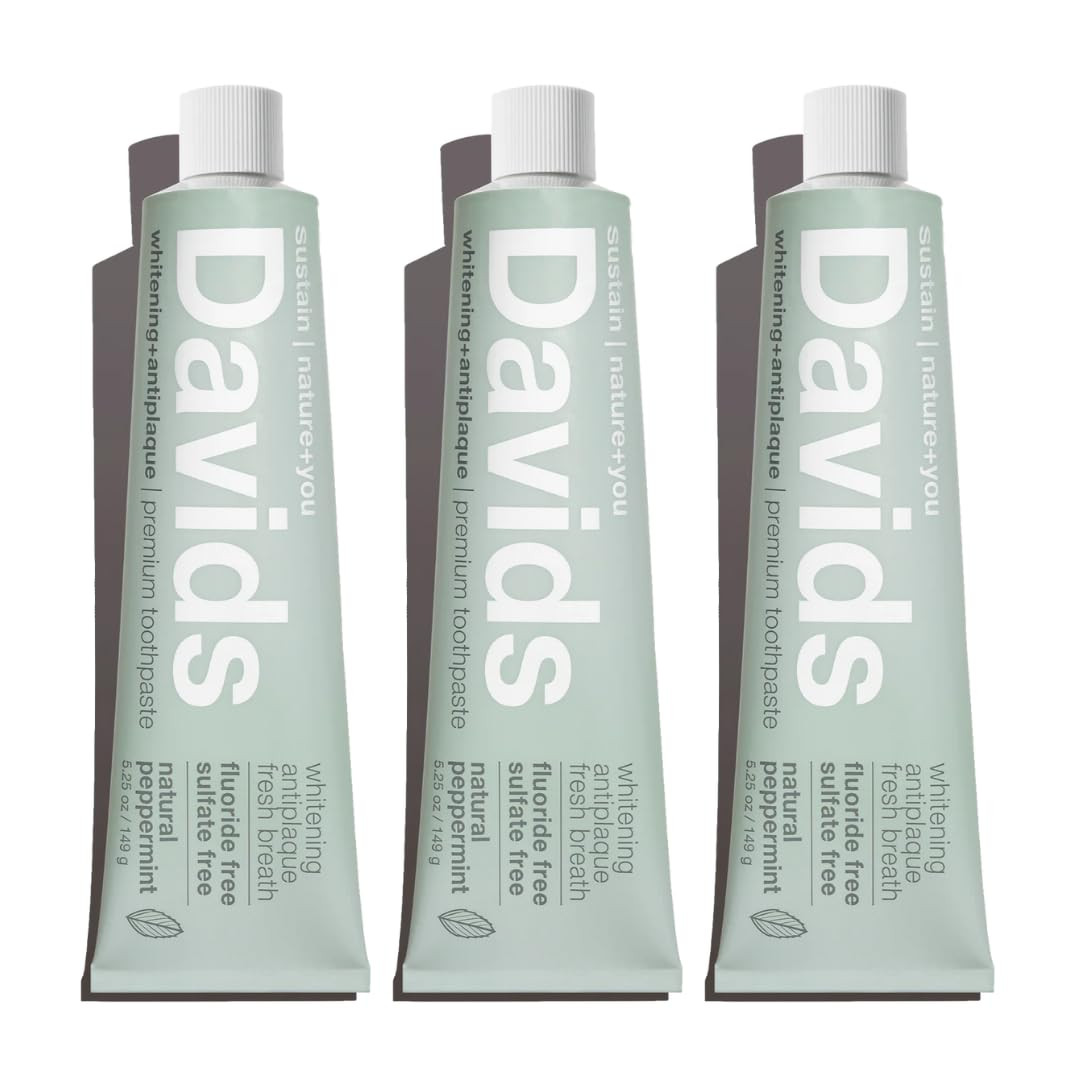 Davids Fluoride Free Toothpaste Teeth Whitening Peppermint 5.25oz (3 Pack) | Amazon (US)