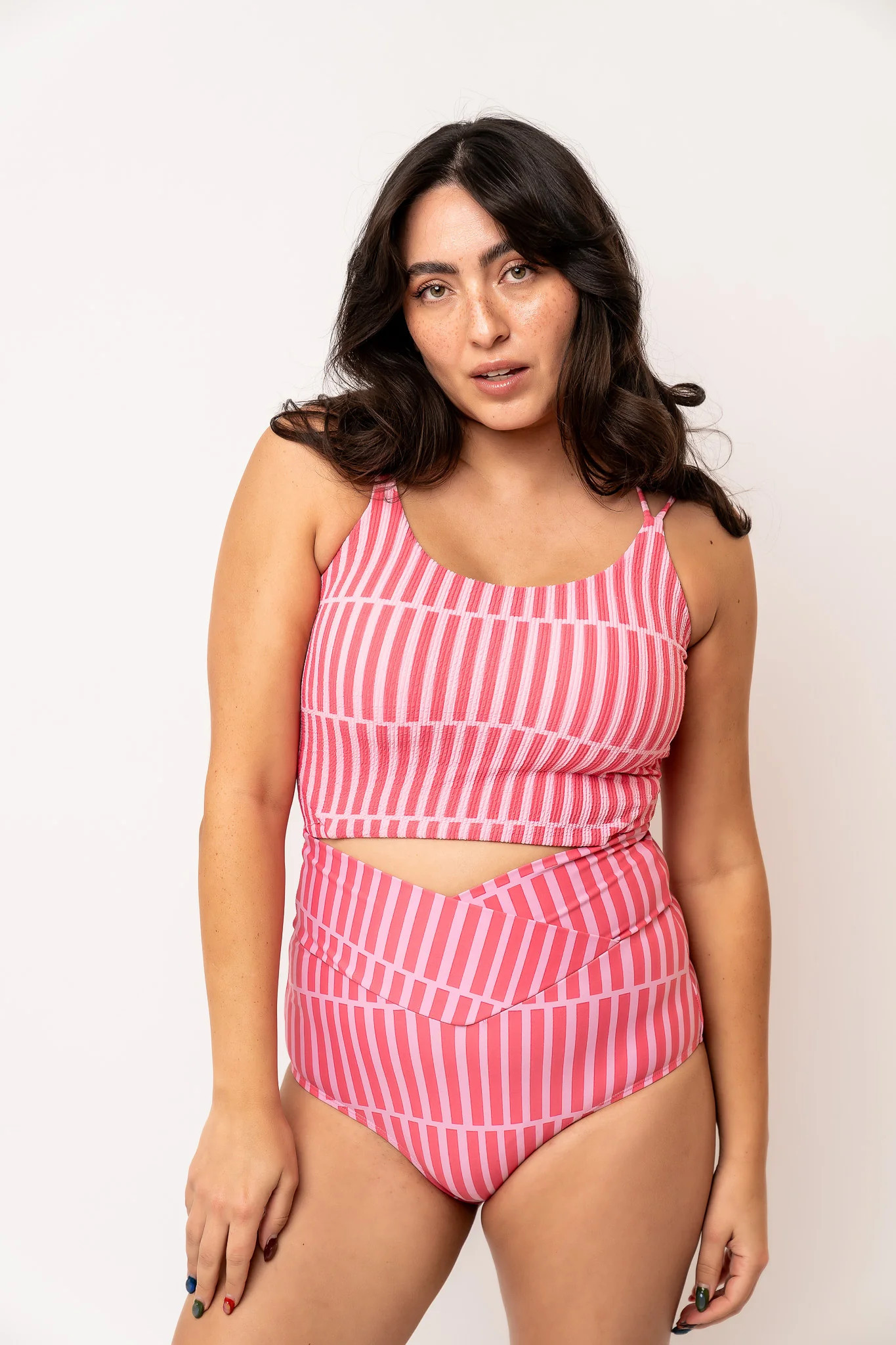 Destination Top | Pink Stripe Medium | Coral Reef Swim