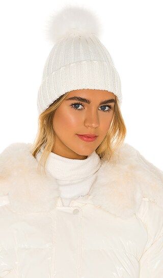 Fur Pom Pom Hat in White | Revolve Clothing (Global)