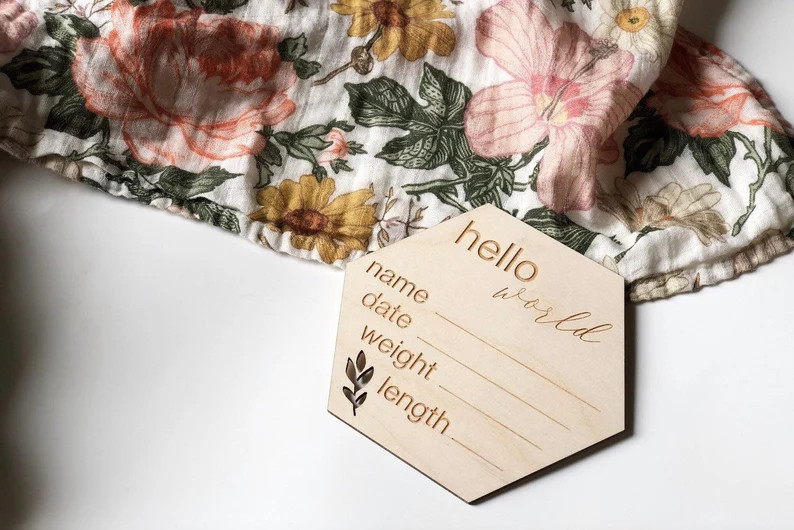 Hexagon Birth Announcement | Wood Sign | Newborn Announcement | Newborn Photography | Newborn Gif... | Etsy (US)