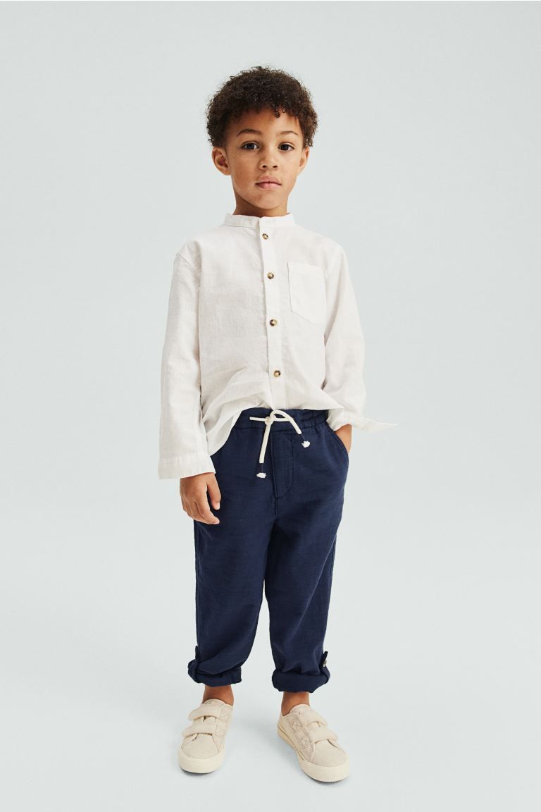 Loose Fit Roll-up Pants - Navy blue - Kids | H&M US | H&M (US + CA)
