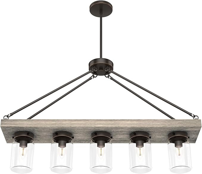 Hunter - Devon Park 5-Light Onyx Bengal, Large Chandelier, Dimmable, Rustic Style, Linear Shaped,... | Amazon (US)
