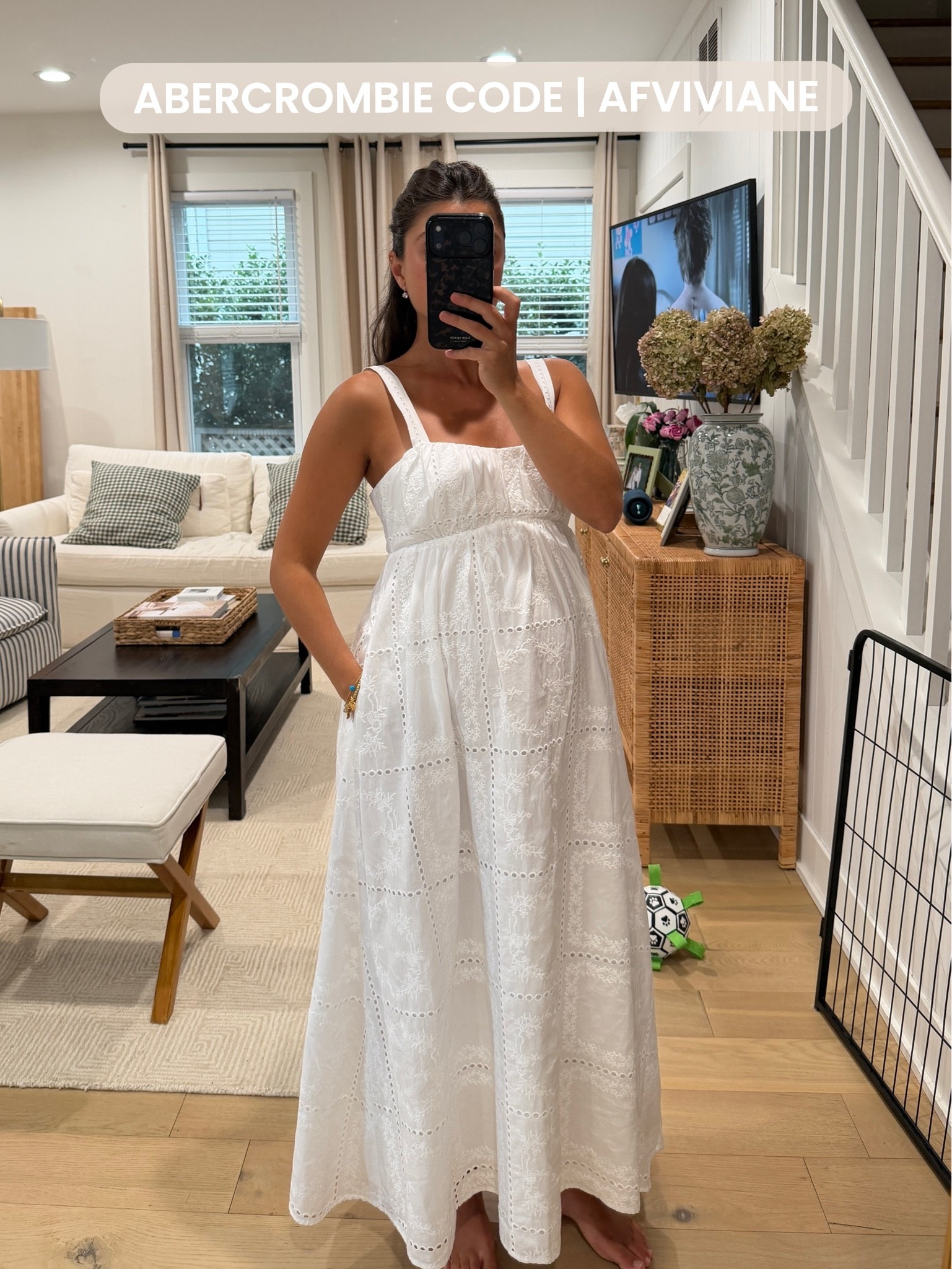 [7/16/26] 100% cotton dress under $100 | my @abercrombie code is live! Currently 20% off almost everything + use code AFVIVIANE to get an additional 15% off almost everything in stores and online at checkout from July 16, 2026 to July 20, 2026 in US/CA. Exclusions apply. See details online.

This dress is so good + 100% cotton! Comes in brown as well. I’m wearing small petite at 32 weeks pregnant!

#LTKSeasonal #LTKSaleAlert #LTKBump