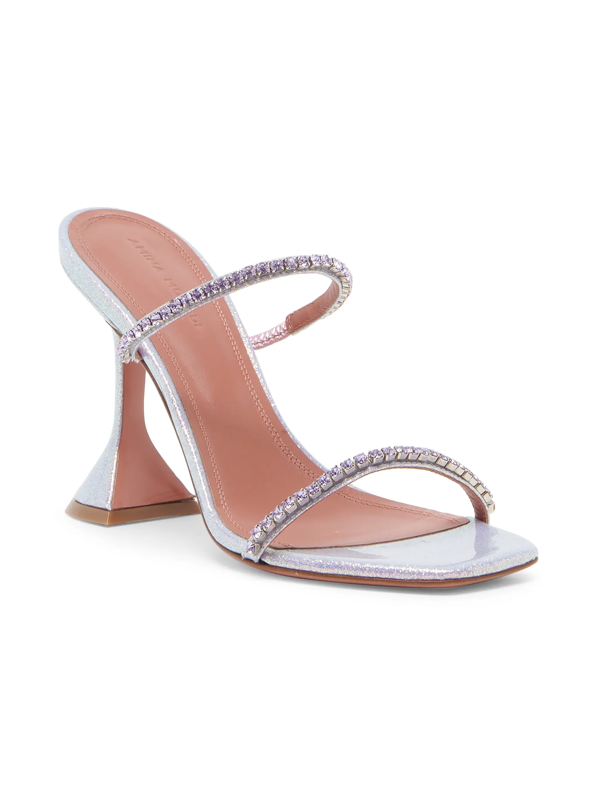 Gilda 95MM Glitter Crystal-Embellished Leather Sandals | Saks Fifth Avenue