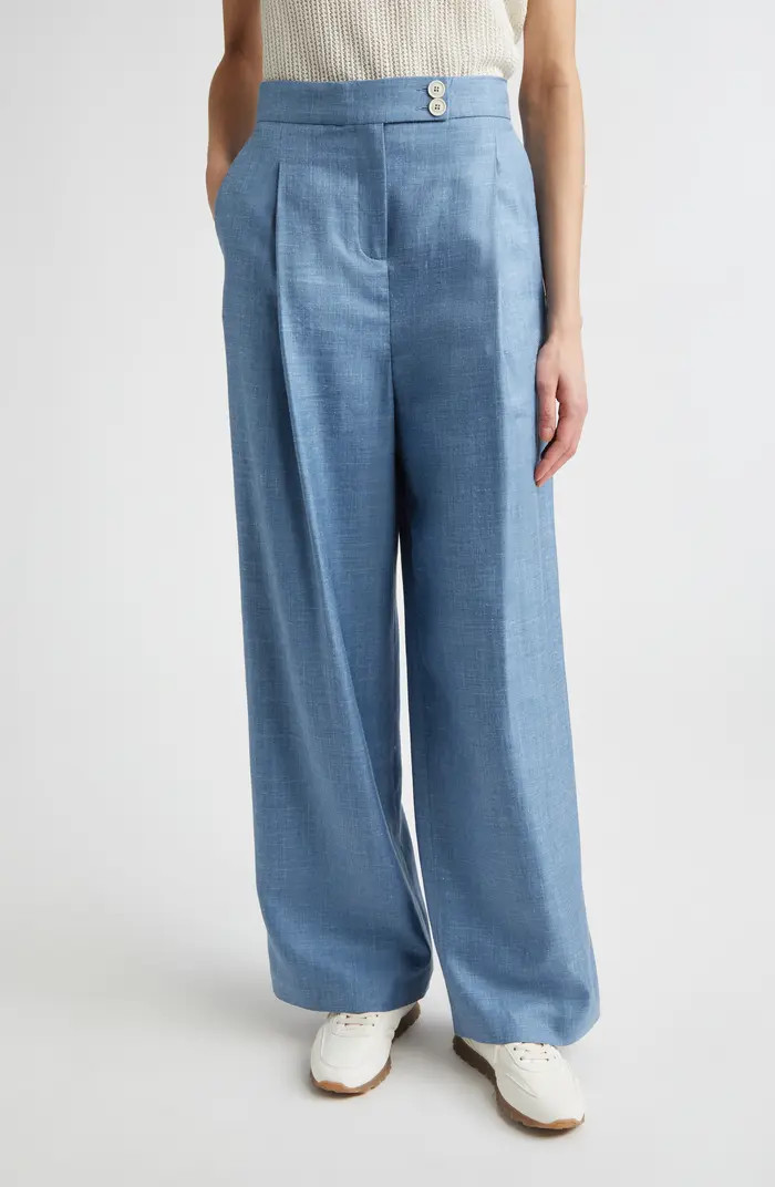 Wool, Silk & Linen Straight Leg Pants | Nordstrom