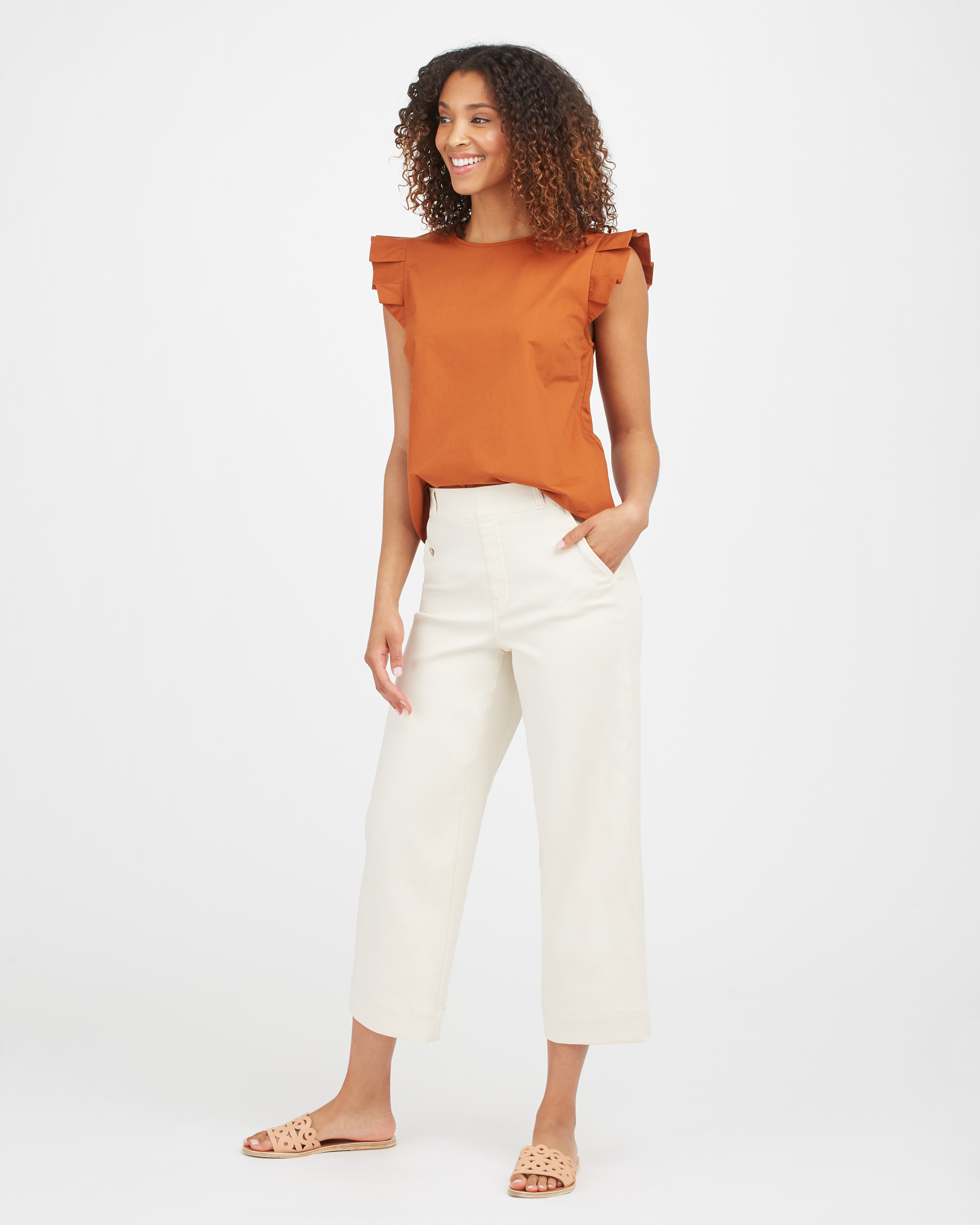 Stretch Twill Cropped Wide Leg Pant | Spanx
