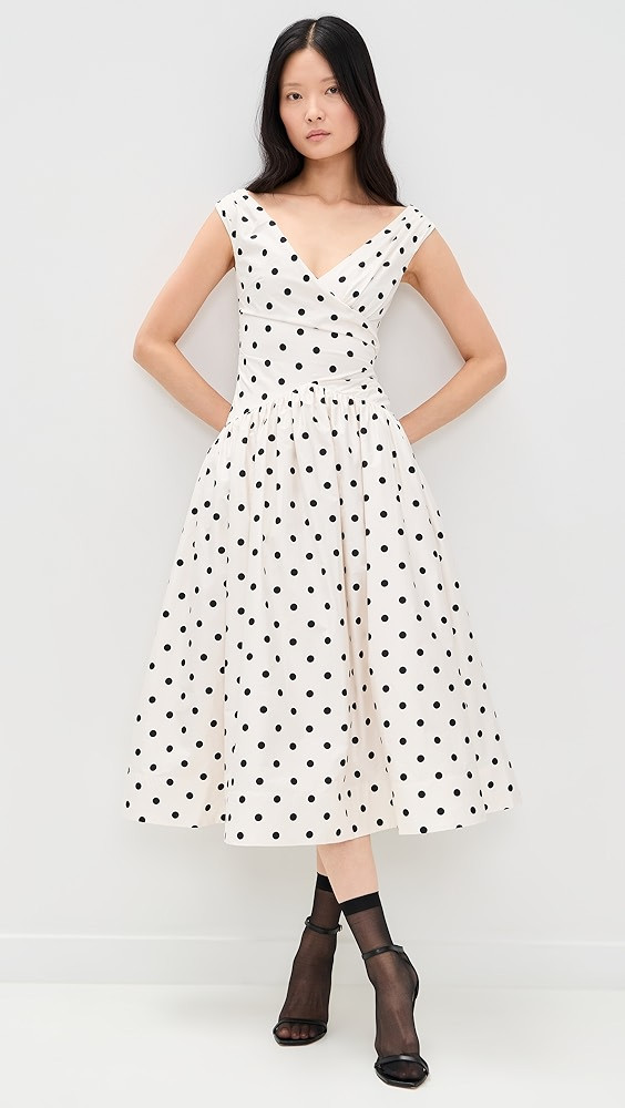 Cream Polka Dot Cotton Midi Dress | Shopbop