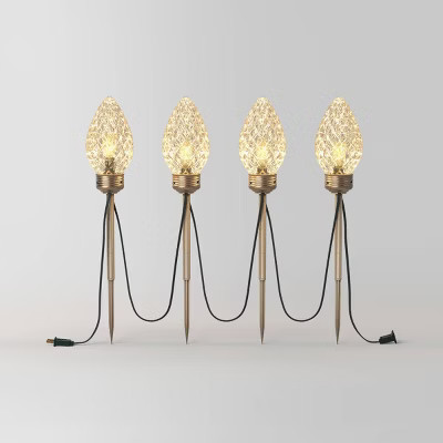 4pc LED Christmas Novelty Pathway Light Clear with Champagne Base - Wondershop™ | Target
