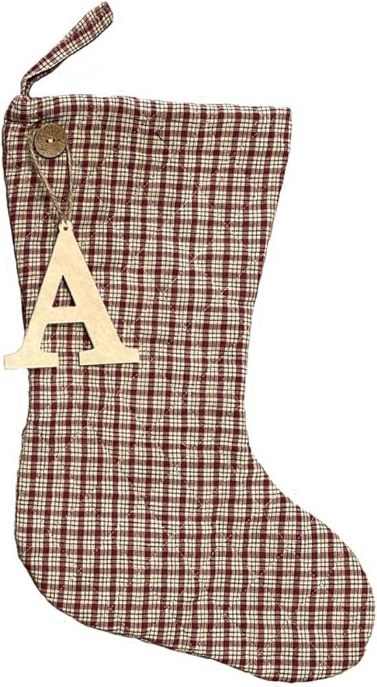 Marilee Home 18" Vintage Christmas 6 Quilted Stocking with Personalized Letter Charm | Amazon (US)