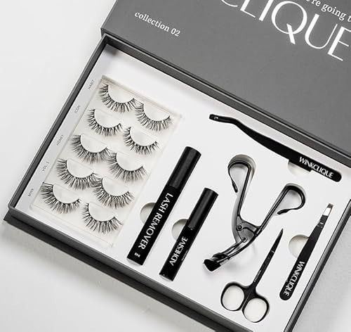 WinkClique Starter Kit - Everyday Chic - False Eyelash Complete Kit With Tools and 5 Lash Styles (Collection 02) | Amazon (US)