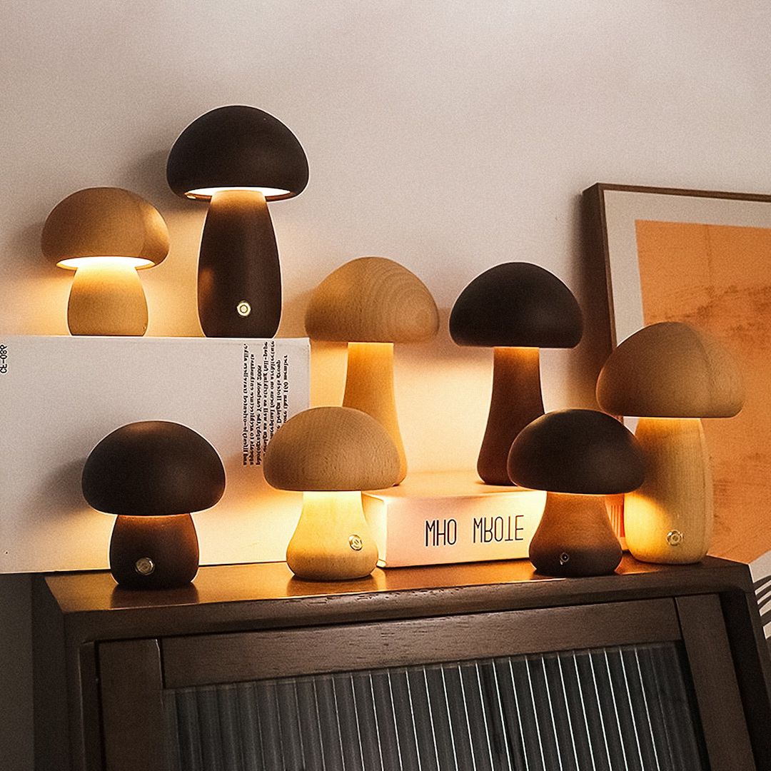 Unique Small Wooden Mushroom Lamp - Mushroom Lamp, Mushroom Decor, Night Light, Mushroom Gifts, L... | Etsy (US)