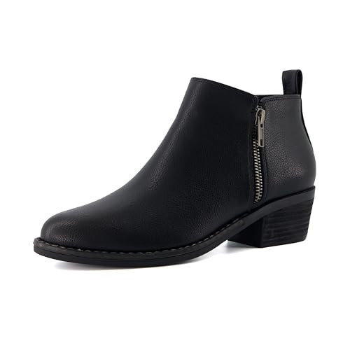 CUSHIONAIRE Taco Women’s Ankle Bootie – Low Heel Ankle Boots for Women with Memory Foam Comfort, Side Zipper, and Wide Widths Available, BLACK, 7.5W | Amazon (US)