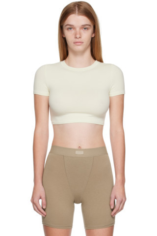 Off-White Cotton Jersey Super Cropped T-Shirt | SSENSE