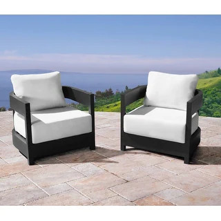 Abbyson Santorini Outdoor Aluminum Sunbrella Cushion Chair (Set of 2) - Overstock - 31265148 | Bed Bath & Beyond
