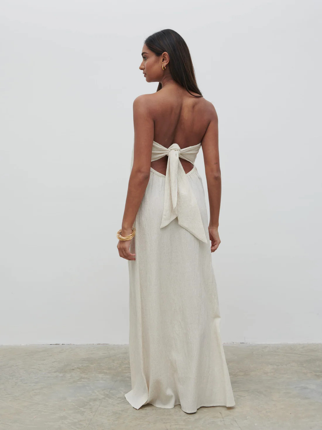 Demi Bandeau Maxi Dress - Natural | Pretty Lavish (UK)