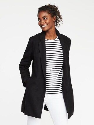 Old Navy Womens Wool-Blend Everyday Coat For Women Black Size L | Old Navy CA
