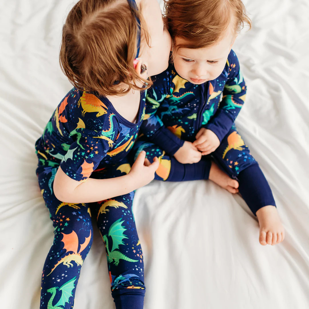 Dragon Galaxy Two-Piece Short Sleeve Bamboo Viscose Pajama Set | Little Sleepies