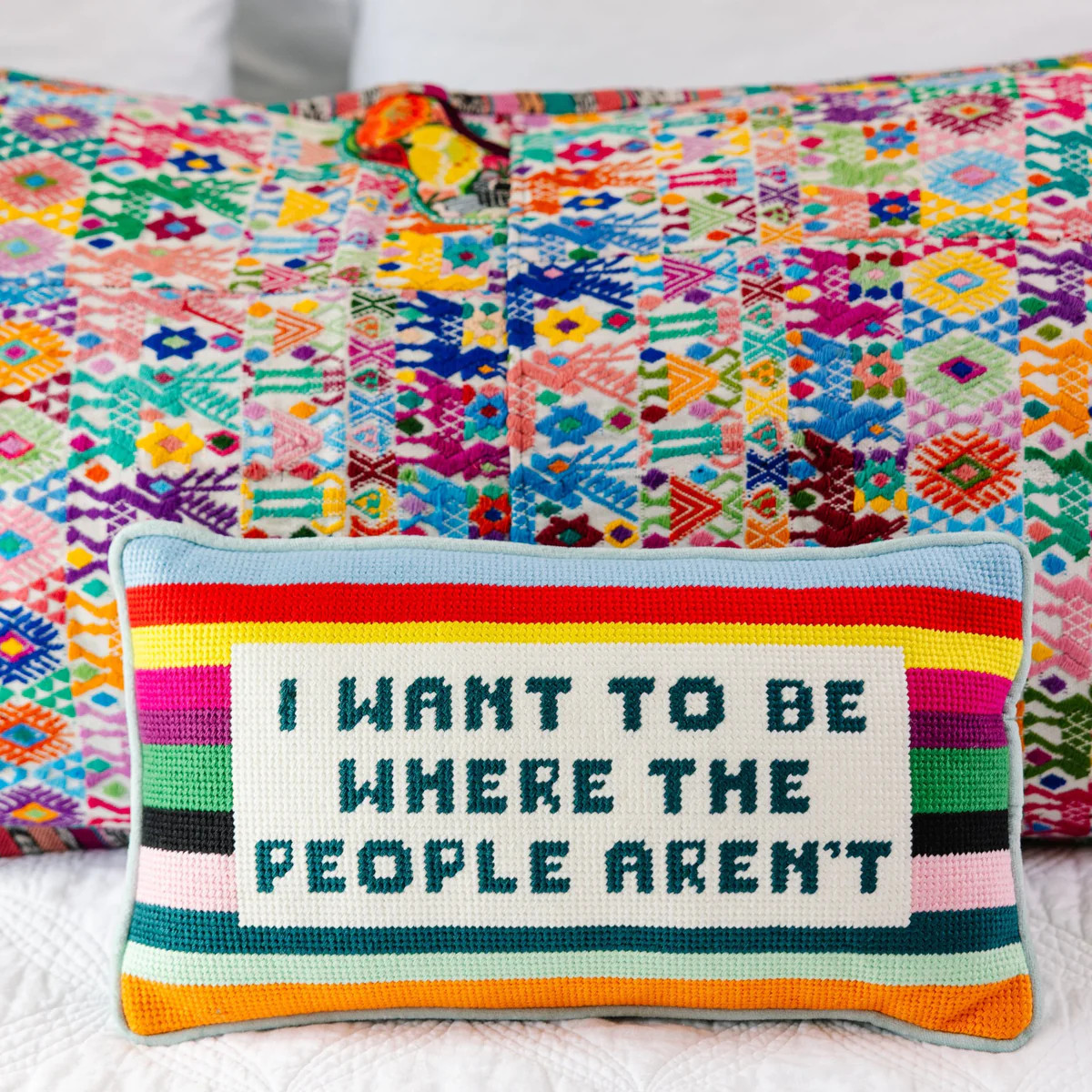 Furbish Studio - I Want to be Where the People Aren't Needlepoint Pillow | Furbish Studio