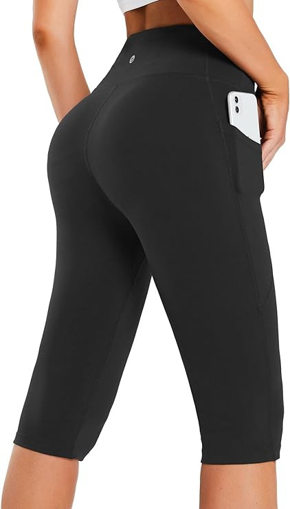 BALEAF Women's Capris with Pockets Knee Length Capri Leggings High Waisted Stretch for Casual Sum... | Amazon (US)