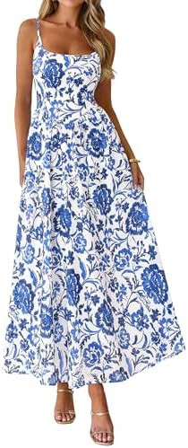 PRETTYGARDEN Womens 2026 Spring Boho Maxi Dress Eyelet Floral Long Flowy Sundresses Summer Beach ... | Amazon (US)