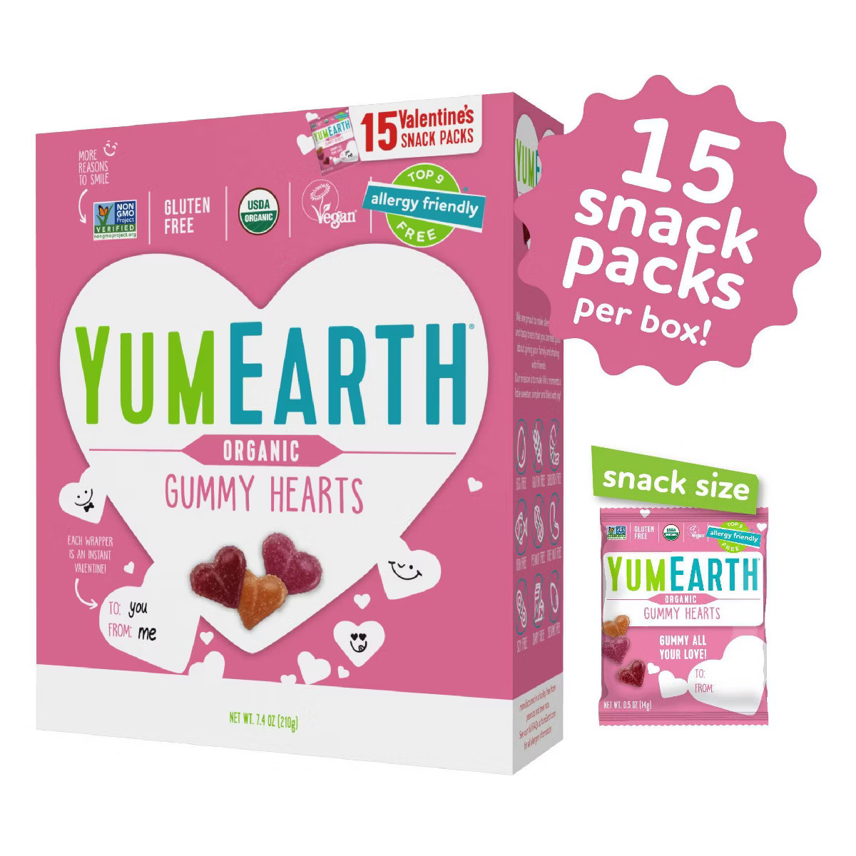 YumEarth Valentine's Organic Heart Gummies - 7.5oz/15ct | Target