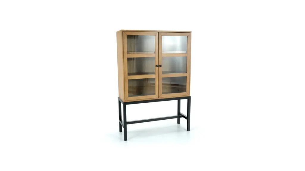 Better Homes & Gardens Ezra China Cabinet, Light Honey Finish and Black Stand | Walmart (US)