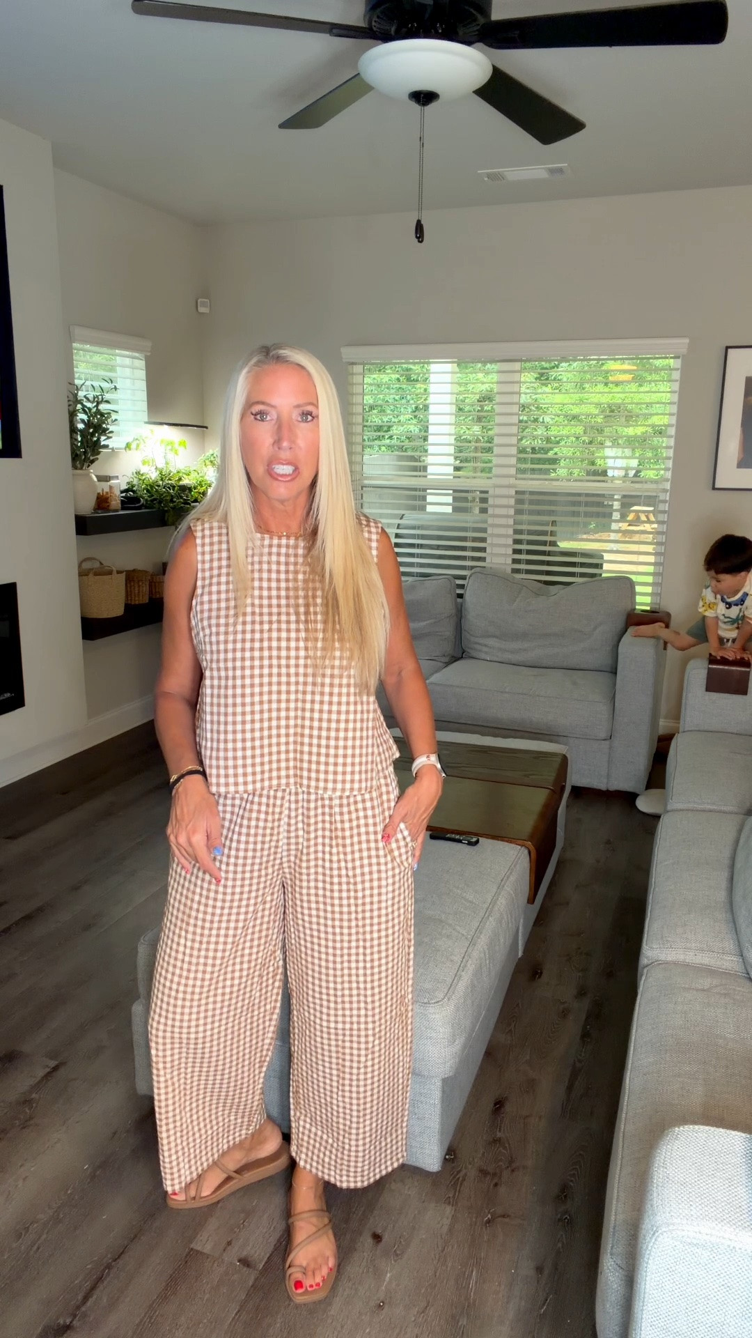 This gingham set is giving effortless summer style 🤍🖤
The sleeveless top and wide-leg pants are lightweight, comfortable, and so flattering. It’s one of those outfits you can throw on and instantly look put together.
Perfect for brunch, vacation, shopping, summer events, or even lounging in style. Comfortable enough to wear all day, but cute enough to get compliments everywhere you go! ✨

#LTKootd #LTKmomlife #LTKOver40