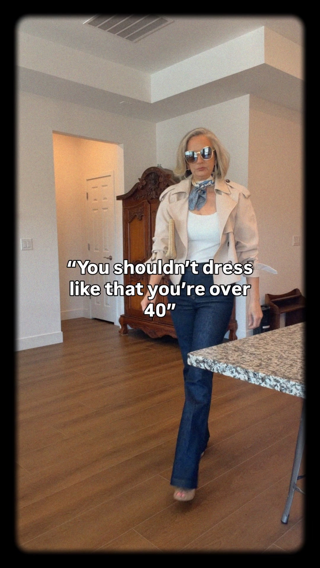 No rules. No age limit. 
Just feeling good in your clothes and wearing them with confidence. That’s the key to midlife outfits

Spanx, cropped trench, silk scarf, diff sunglasses, heel sandals, over 50, midlife style, elevated casual, Amazon 

#LTKOver40 #LTKootd #LTKstorytime
