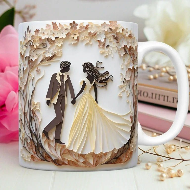 Outoloxit Wedding Theme Valentine's Day Mug - Ceramic Coffee Cup for Office and Home Use, Microwa... | Walmart (US)