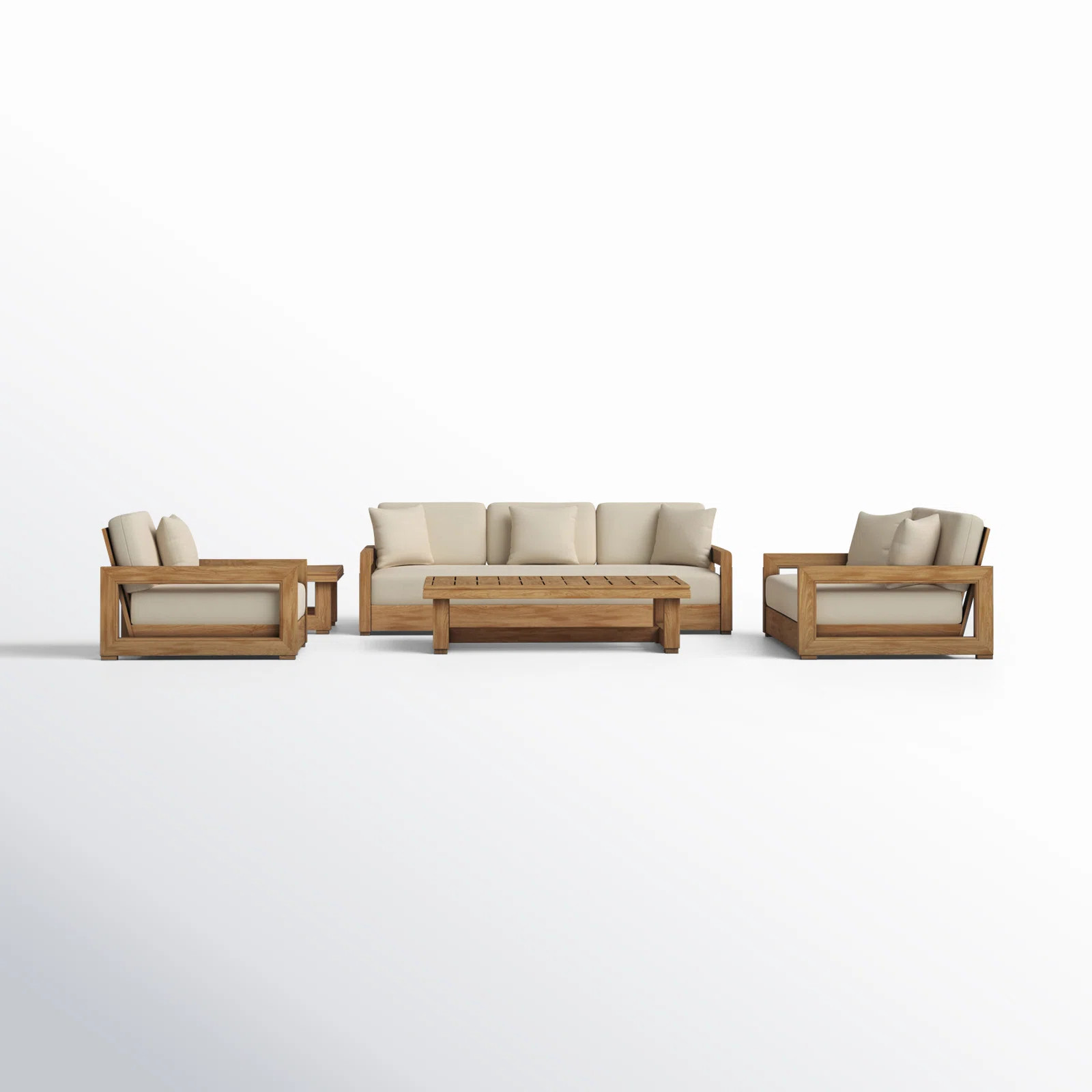 Melrose 5 - Piece Teak Sofa Seating Group with Cushions | Wayfair North America