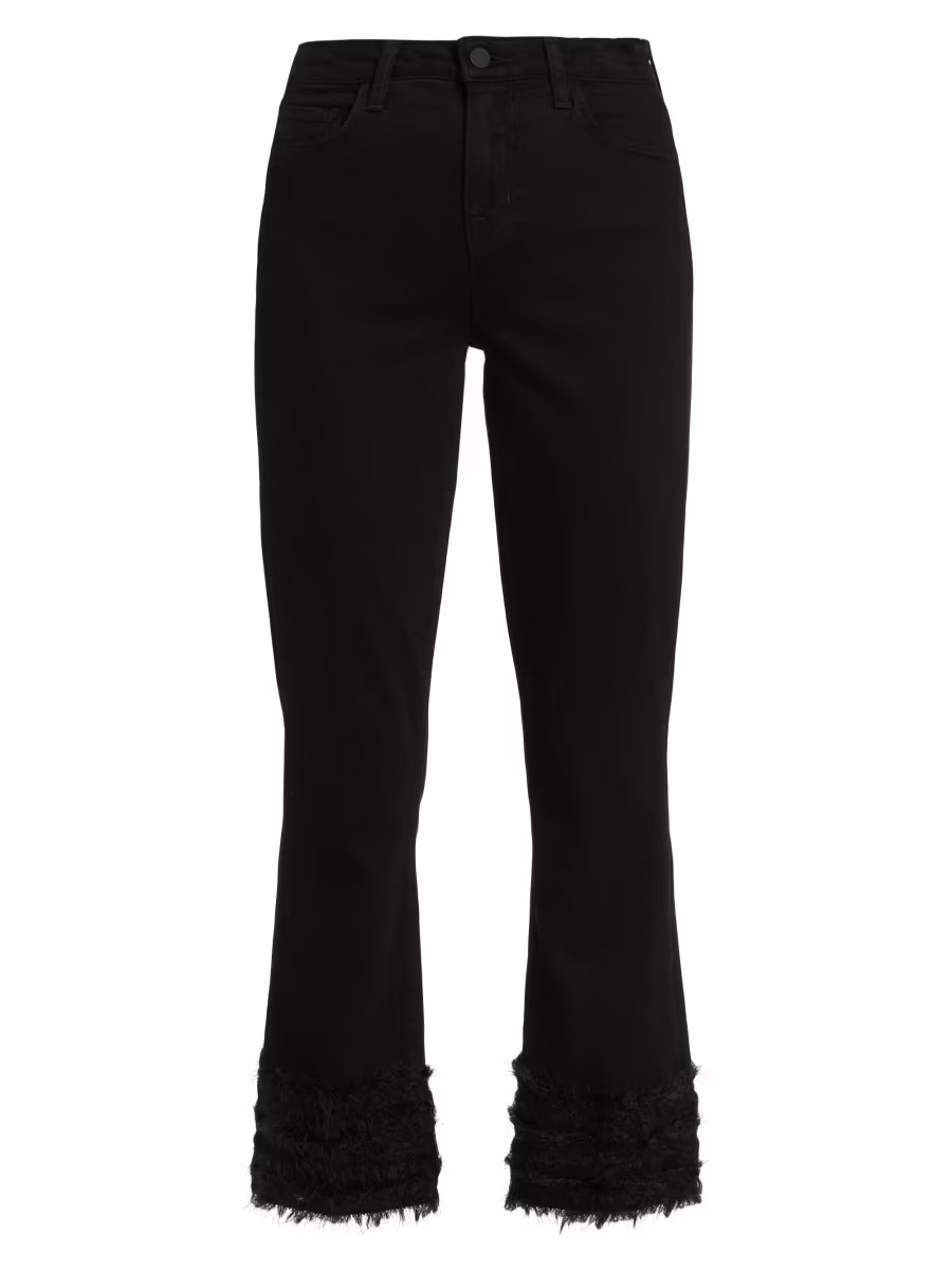 Tati Feather-Cuff High-Rise Crop Jeans | Saks Fifth Avenue