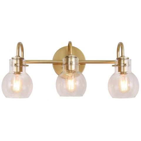 Borislav 22" Wide Polished Gold 3-Light Vanity Bath Light | Lamps Plus