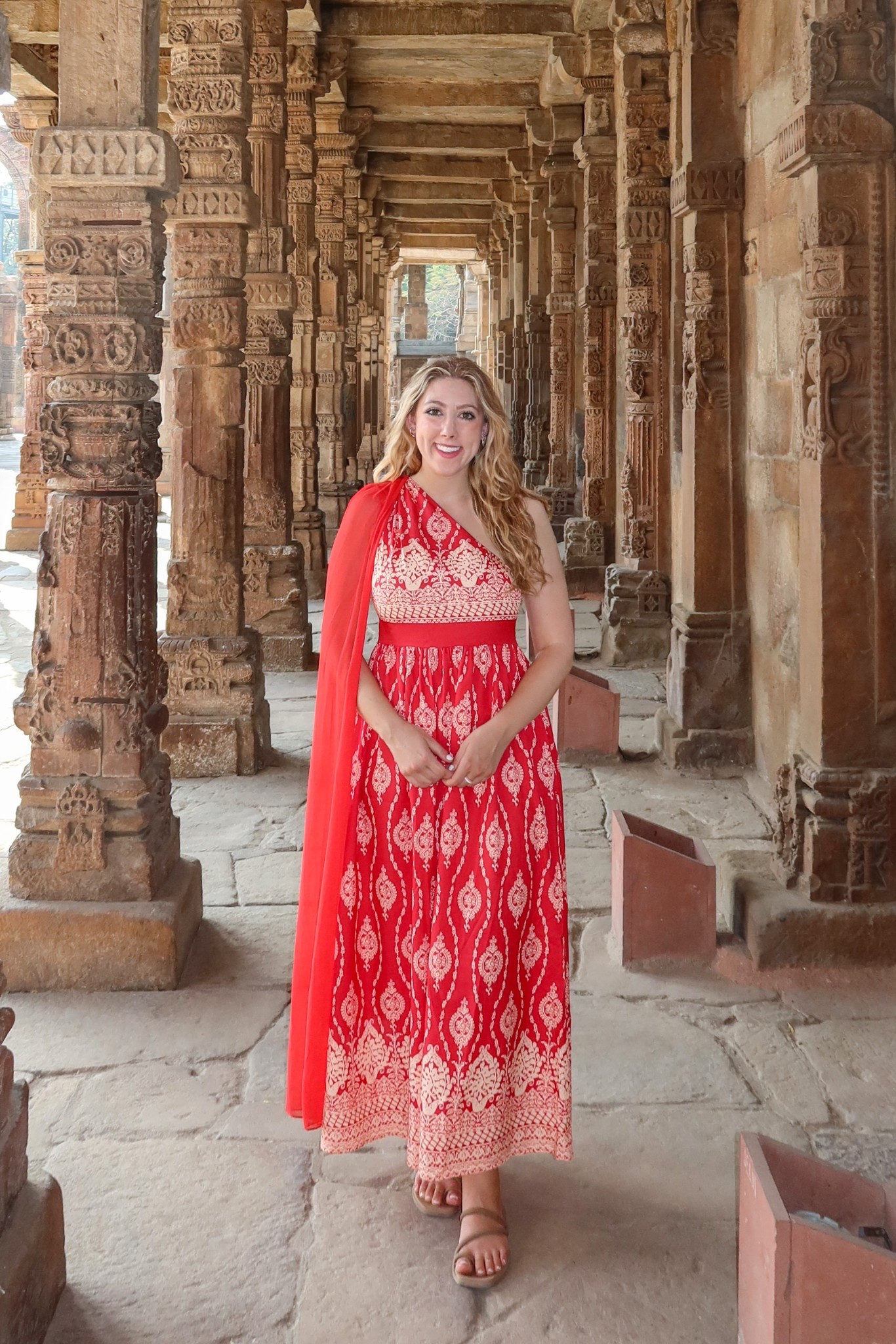 Red dress worn in Delhi, India