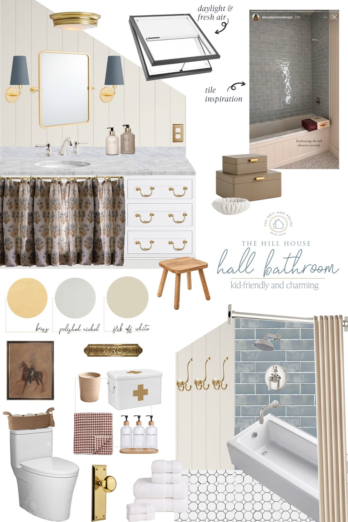 The hall bathroom in the Hill House – kid-friendly, and charming. ￼

#LTKHome