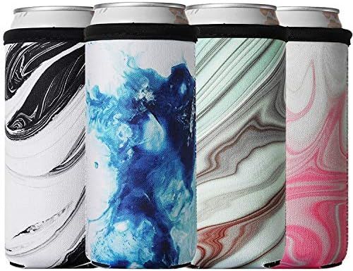 Beer Can Cooler Sleeves, Soft Collapsible Beverage Cans Sleeves for 12oz Tall Skinny Cans, Neopre... | Amazon (US)