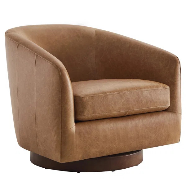 Bennett Genuine Leather Swivel Barrel Chair | Wayfair North America