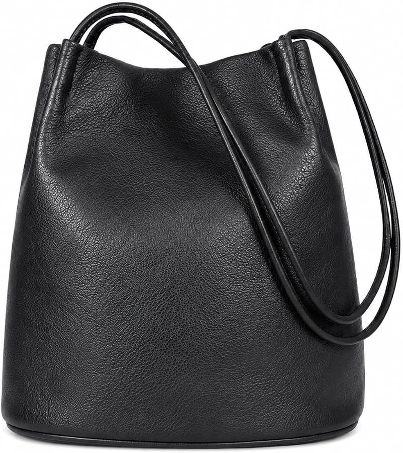 Mabel London Women's Fashion Designer Medium Size Plain Soft Vegan Leather Hobo Bucket Tote Shoul... | Amazon (UK)