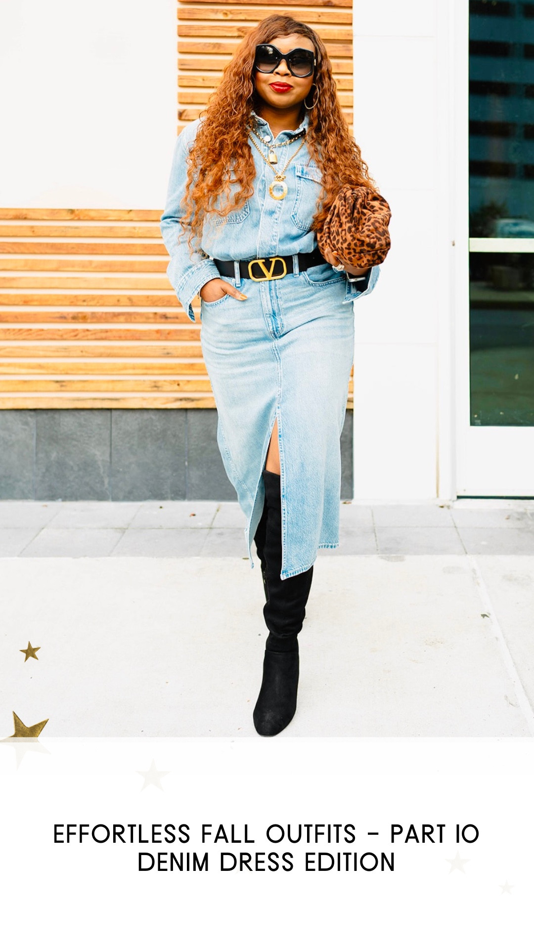 Love how versatile this denim dress is!! Do you prefer it with the black boots or the snake print boots?! Let me know in the comments ✅

#LTKMidsize #LTKItBag #LTKOver40