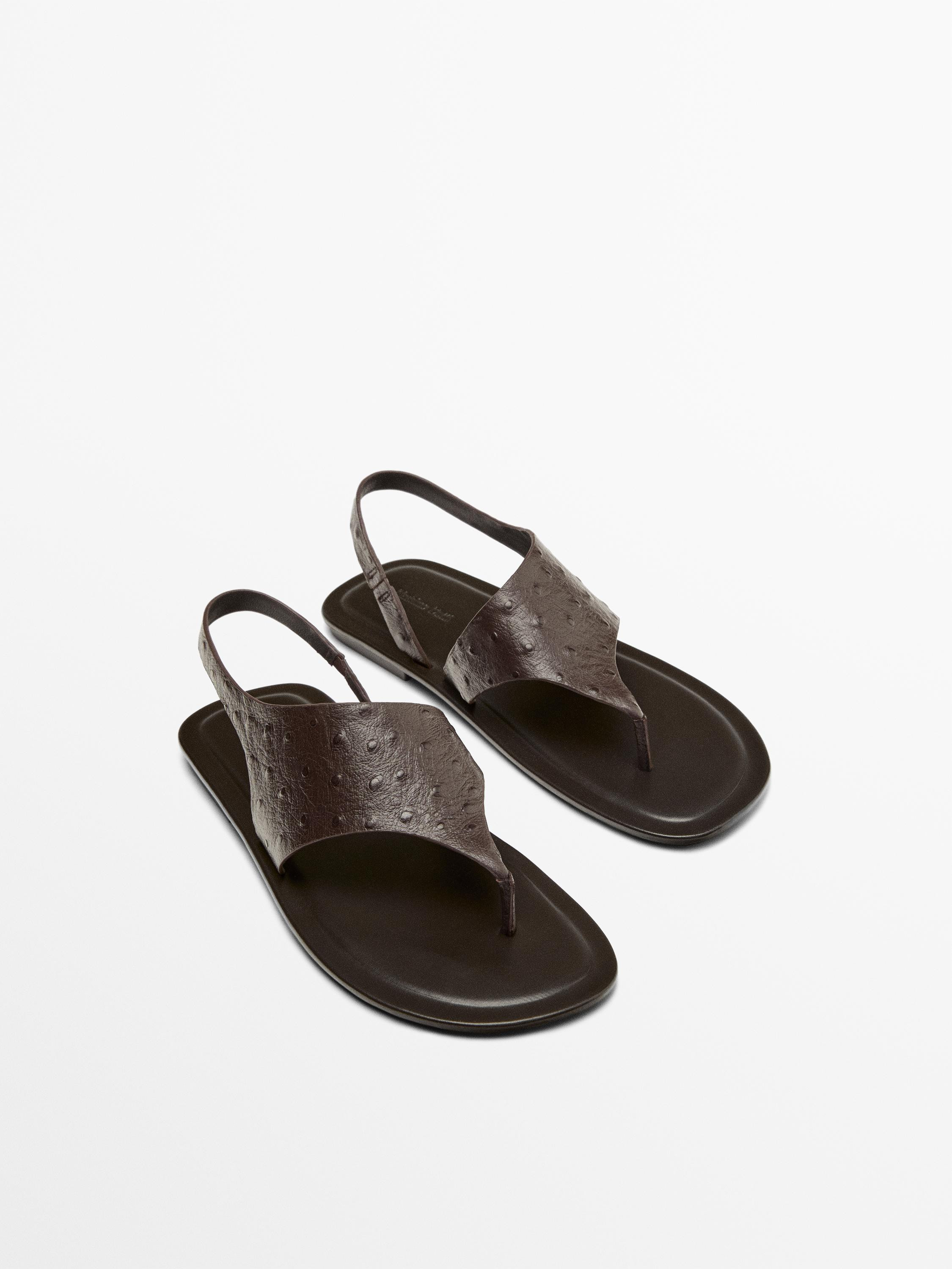 Embossed animal print sandals | Massimo Dutti UK