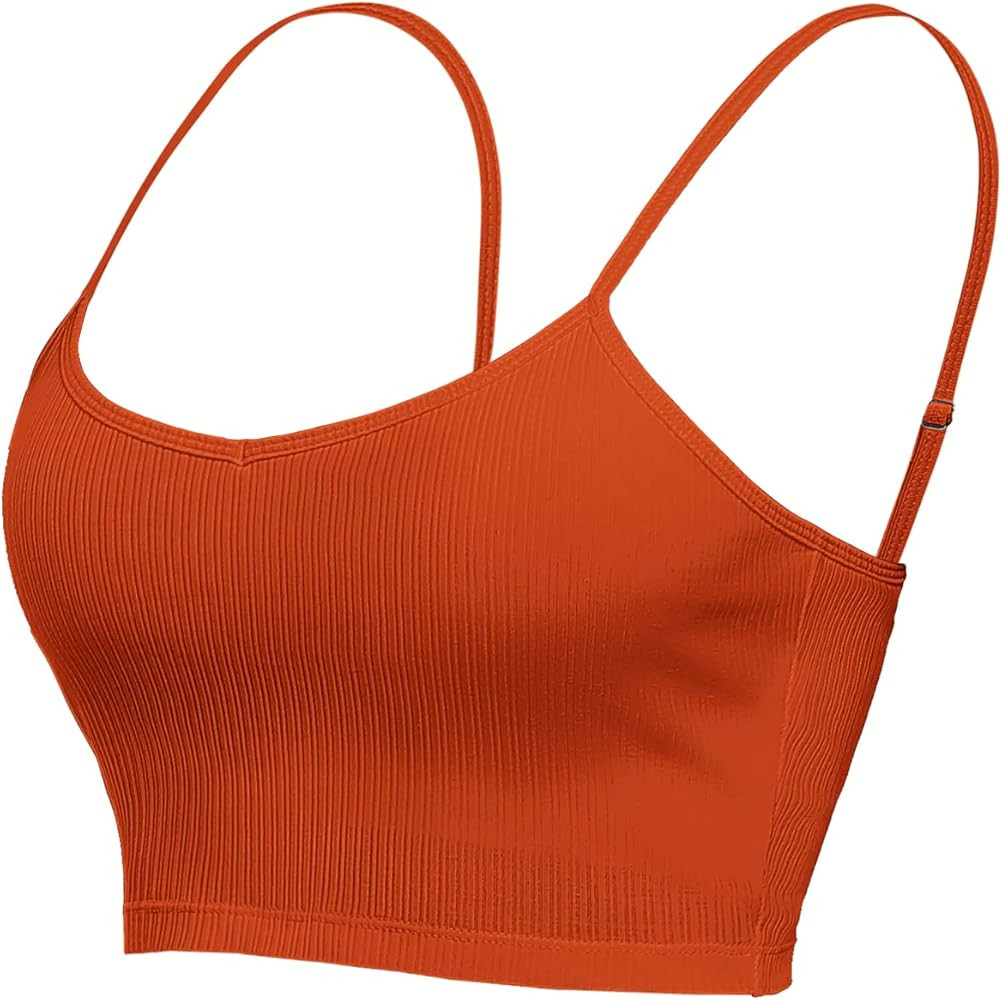 V FOR CITY Women's Crop Tank with Shelf Bra Adjustable Spaghetti Strap Cotton Cami Shirts | Amazon (US)