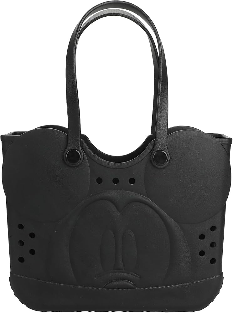 Disney Mickey Mouse Big Face 16.5" Adult Black Water-Resistant Rubber Molded Large Tote Beach Swi... | Amazon (US)