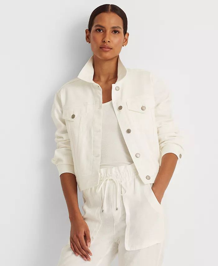 Lauren Ralph Lauren Boxy Fit White Wash Denim Jacket & Reviews - Jackets & Blazers - Women - Macy... | Macys (US)