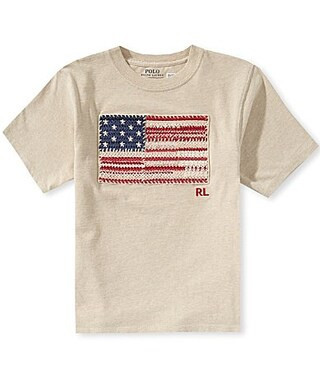 Polo Ralph Lauren Big Girls Short-Sleeve American Flag Jersey T-Shirt - L | Dillard's