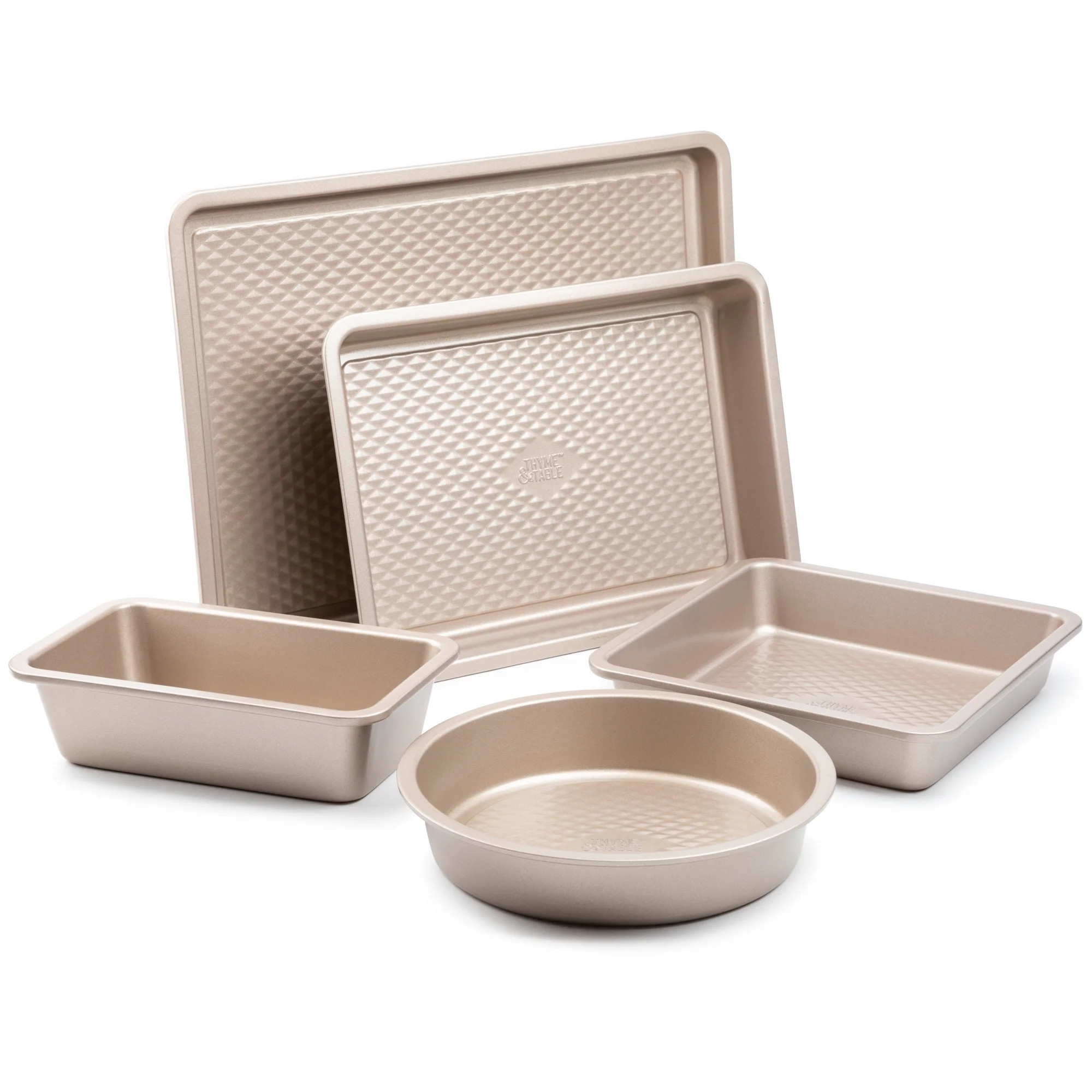 Thyme & Table Non-Stick Aluminized Steel Baking 5pc Set, Champagne Gold | Walmart (US)