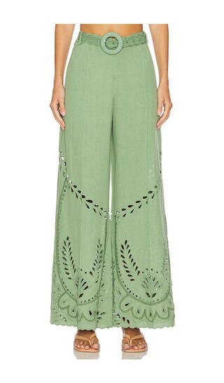 HEMANT AND NANDITA Flared Pants With Buckle Belt in Green. - size M | Revolve Clothing (Global)