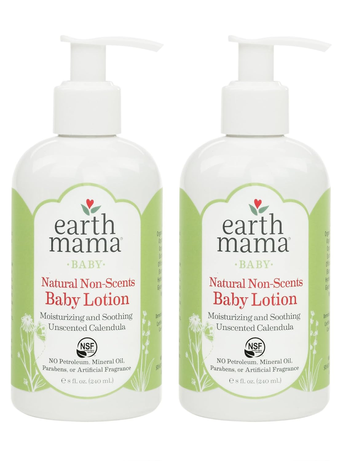 Earth Mama Natural Non-Scents Baby Lotion with Organic Calendula, 8-Fluid Ounce (2-Pack) | Amazon (US)