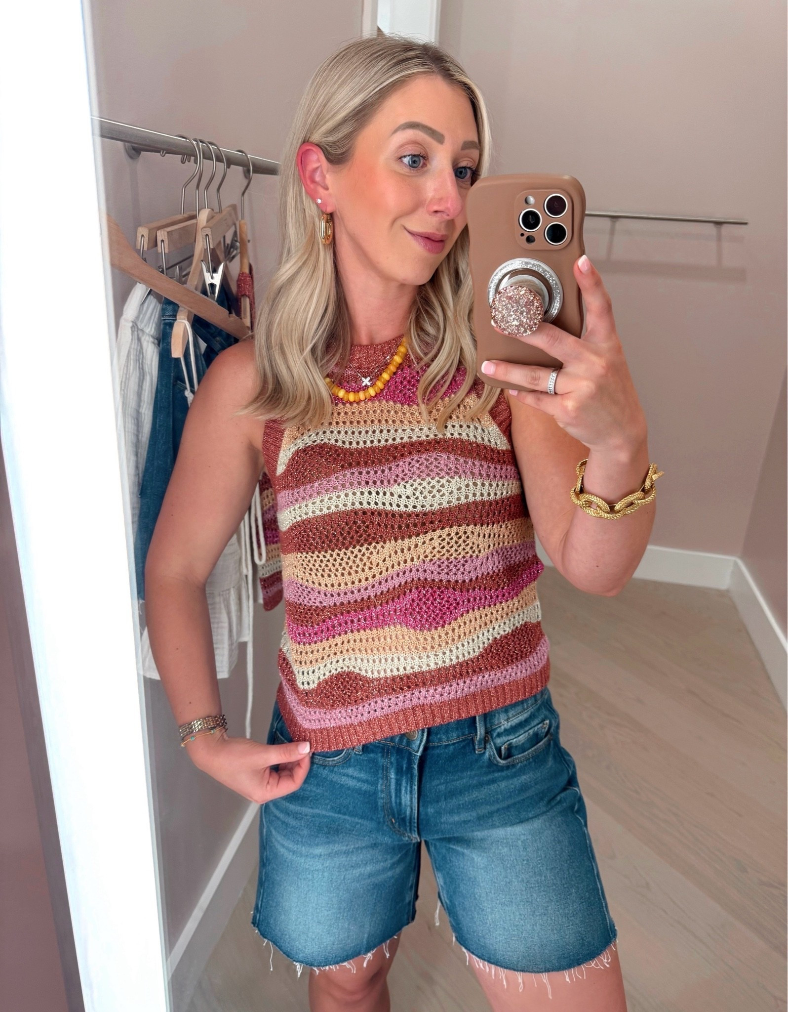Obsessed with this metallic ombré pink tank! Wearing size small but went home with size XS, shorts TTS (27) would need the curve style as these were big in the waist!

Loft, spring fashion, new arrivals

#LTKootd #LTKdayinmylife #LTKmomlife