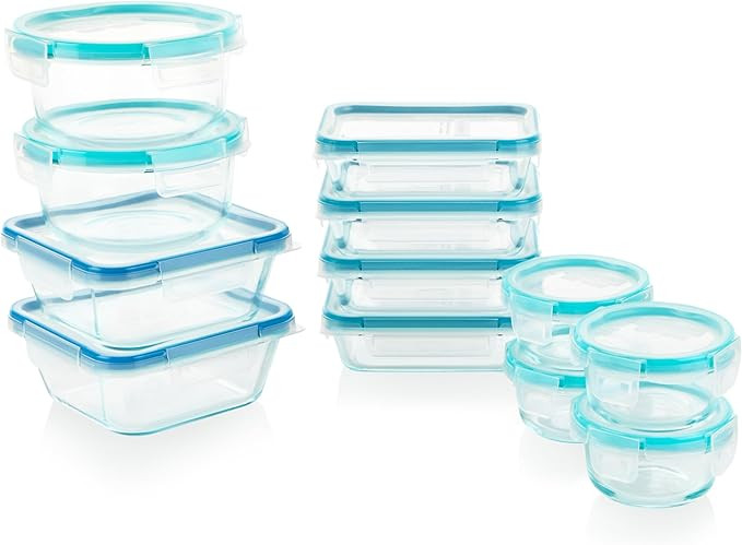 Snapware Total Solutions (12 Pack, 1, 2 & 4 Cup) Glass Food Storage Containers Set, Airtight & Le... | Amazon (US)