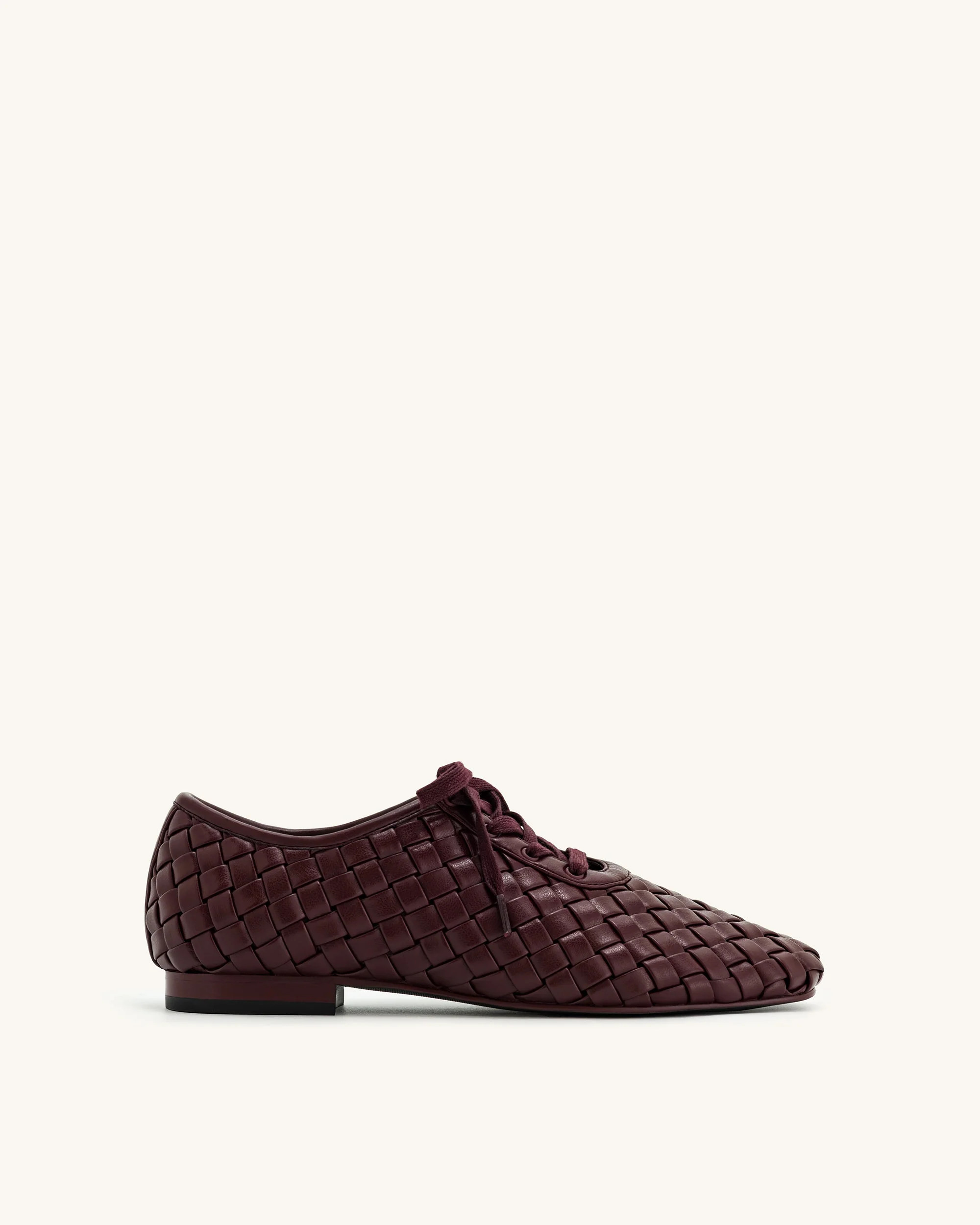 Kayla Weave Strap Flat Shoes - Claret Red | JW PEI US