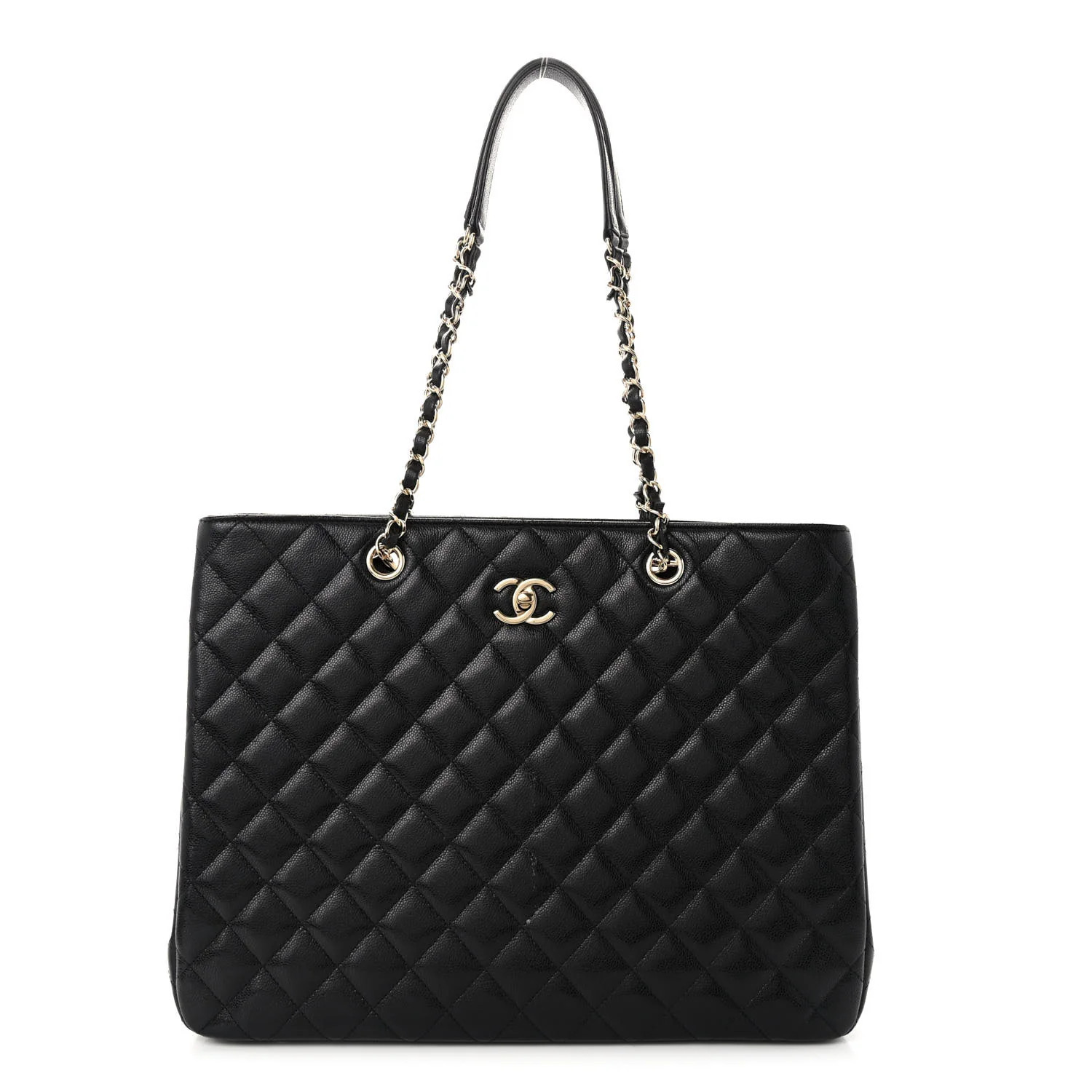 Caviar Quilted Large Shopping Tote Black | FASHIONPHILE (US)